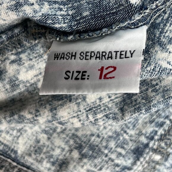 Acid Washed Cropped Jacket Denim SZ 12 Designed by Cosmic‎ Belted Punk 80's - Picture 4 of 16